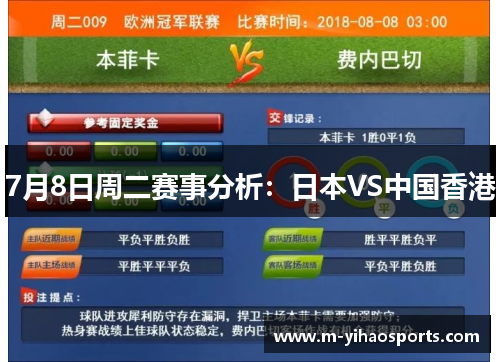 7月8日周二赛事分析：日本VS中国香港